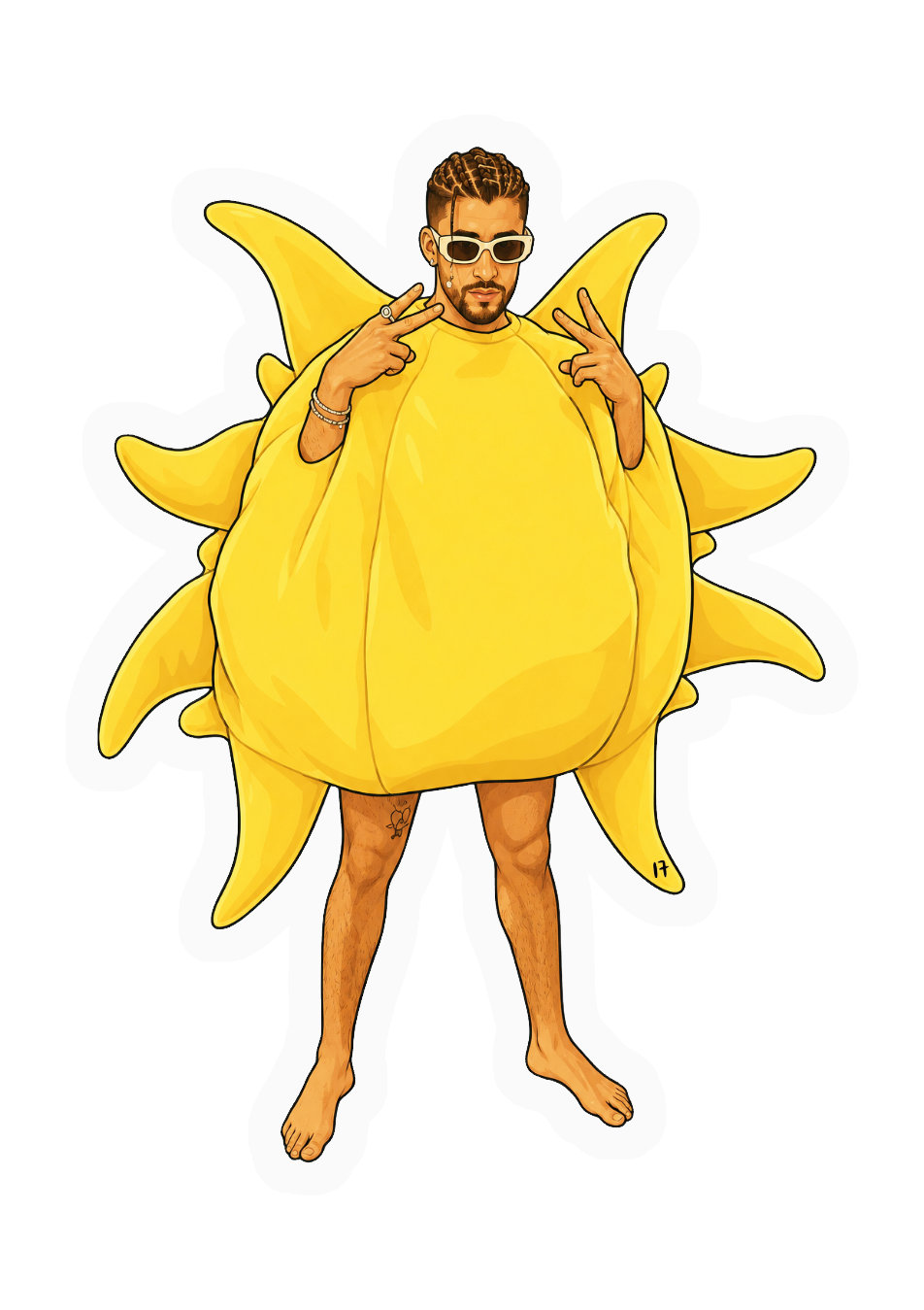 Sticker — portrait in a sun costume